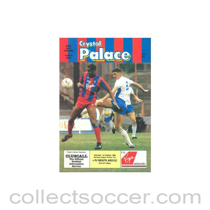 1988 - Crystal Palace v Plymouth Argyle official programme 01/10/1988 Football League