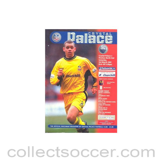 2001 - Crystal Palace v Preston North End official programme 03/03/2001