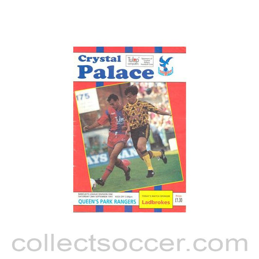 1991 - Crystal Palace v Queen's Park Rangers official programme 28/09/1991 Football League