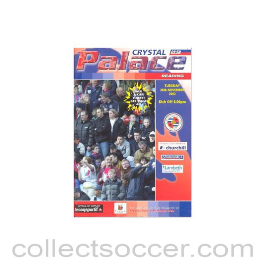 2002 - Crystal Palace v Reading official programme 26/11/2002