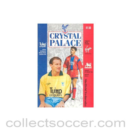 1992 - Crystal Palace v Sheffield Wednesday official programme 25/08/1992