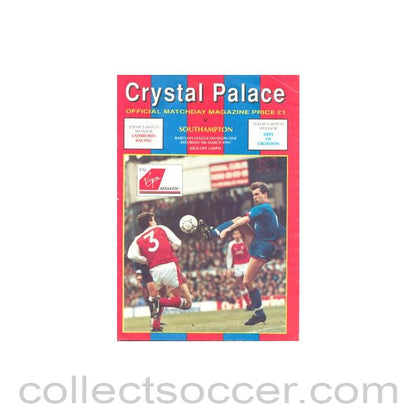 1991 - Crystal Palace v Southampton official programme 09/03/1991 Football League