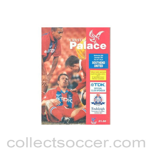 1993 - Crystal Palace v Southend United official programme 29/12/1993