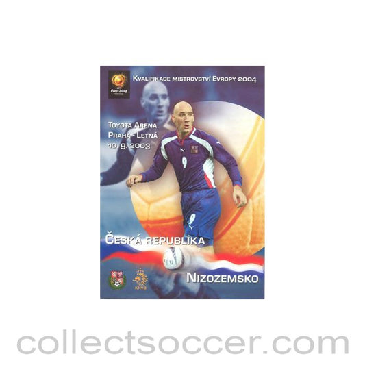 2003 Czech Republic v Netherlands Official Programme 10/09/2003 European Cup 2004 Qualifier