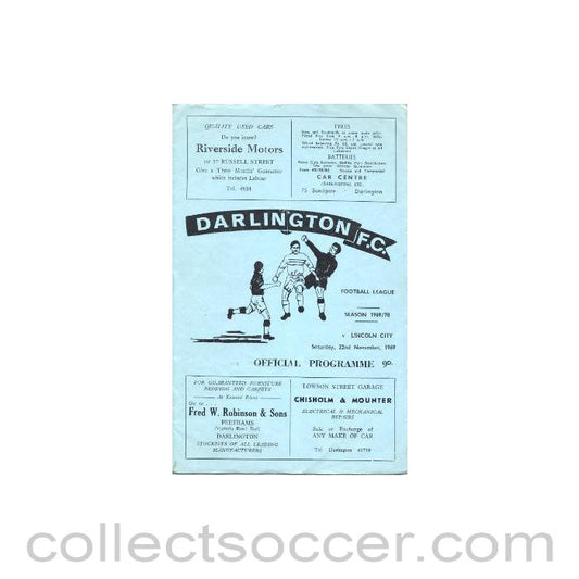 1969 - Darlington v Lincoln City official programe 22/11/1969 Football League