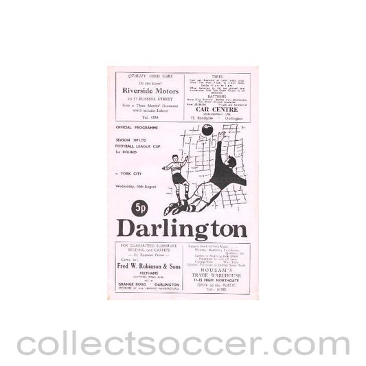 1971 - Darlington v York City official programe 18/08/1971 Football League