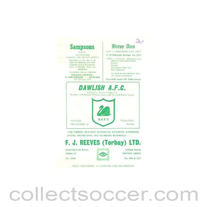 1975 - Dawlish vChelsea official programme 05/08/1975