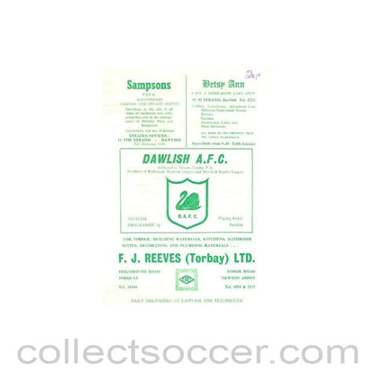 1975 - Dawlish vChelsea official programme 05/08/1975