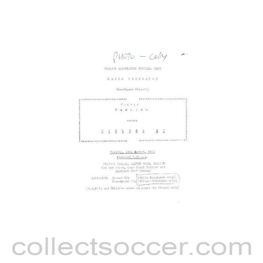 1973 - Dawlish vChelsea XI official programme 14/08/1973