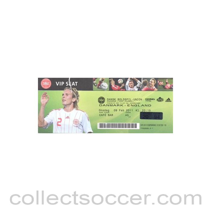 2011 - Denmark v England ticket 09/02/2011