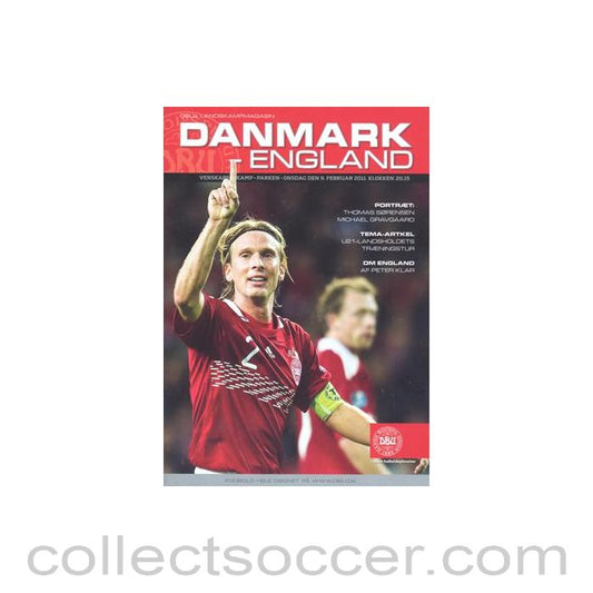 2011 Denmark v England official programme 09/02/2011