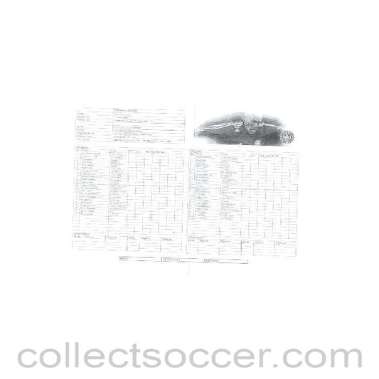 2005 - Denmark v England official teamsheet 17/08/2005