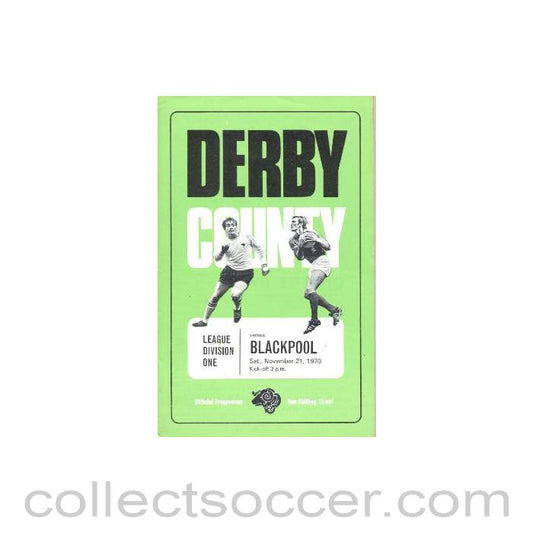 1970 - Derby County v Blackpool official programme 21/11/1970 Football League