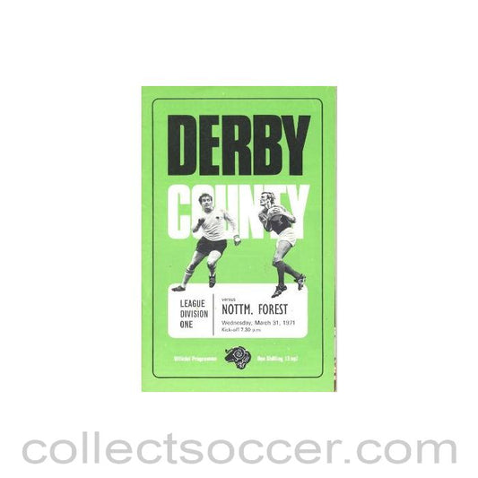 1971 - Derby County v Nottingham Forest official programme 31/03/1971 League