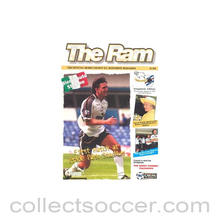 1997 - Derby County v Sampdoria official programme 04/08/1997