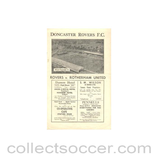 1946 - Doncaster Rovers v Rotherham United official programme 21/12/1946