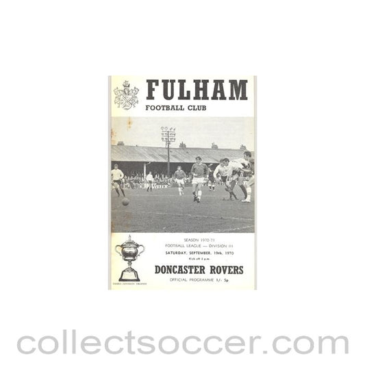 1970 - Fulham v Doncaster Rovers official programme 19/09/1970