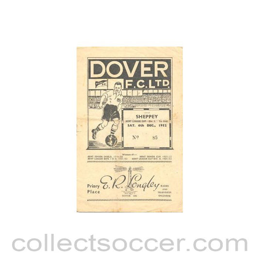 1952 - Dover v Sheppey United official programme 06/12/1952
