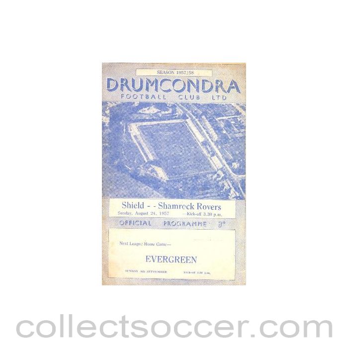 1957 - Drumcondra v Shamrock Rovers official programme 24/08/1957