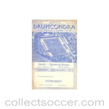 1957 - Drumcondra v Shamrock Rovers official programme 24/08/1957