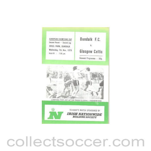 1979 - Dundalk v Glasgow Celtic official programme 07/11/1979 European Cup