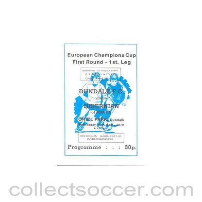 1979 - Dundalk v Hibernian official programme 19/09/1979 European Cup