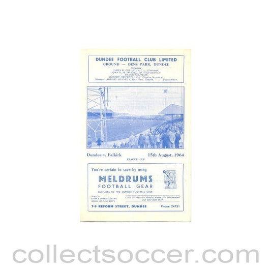 1964 - Dundee v Falkirk official programme 15/08/1964 League Cup