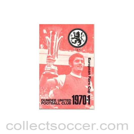 1970 - Dundee United v Sparta Prague European Fairs Cup Second Round Second Leg official programme 04/11/1970