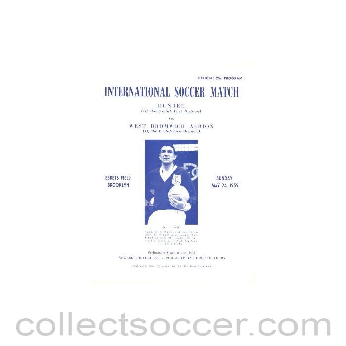 1959 - In Brooklyn USA - Dundee United v West Bromwich Albion official programme 24/05/1959 Very Rare!