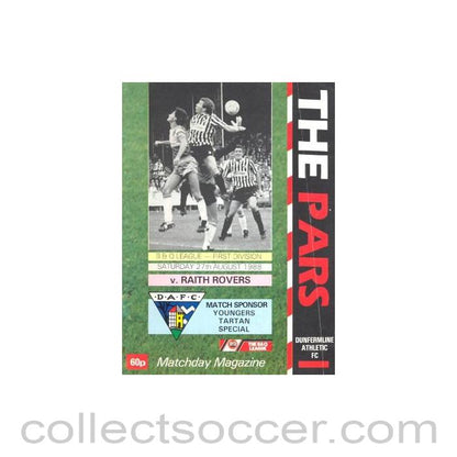 1988 - Dunfermline Athletic v Raith Rovers official programme 27/08/1988 B & Q League