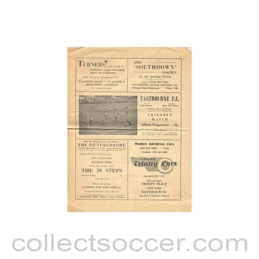 1959 - Eastbourne v Wimbledon official programme 30/03/1959 friendly match
