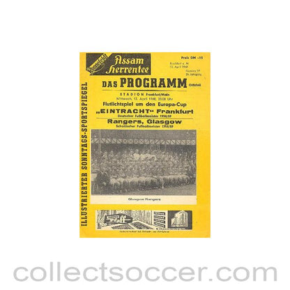 1960 - Eintracht Frankfurt, Western Germany v Glasgow Rangers official programme 13/04/1960 European Cup, Very Rare!