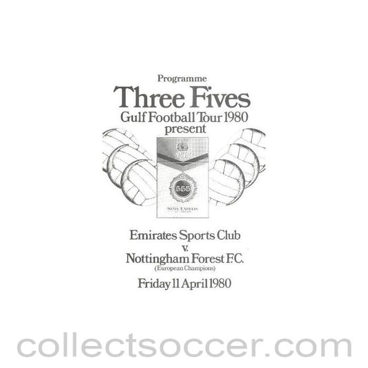 1980 - Emirates Sports Club v Nottingham Forest official programme 11/04/1980 In Abu Dhabi