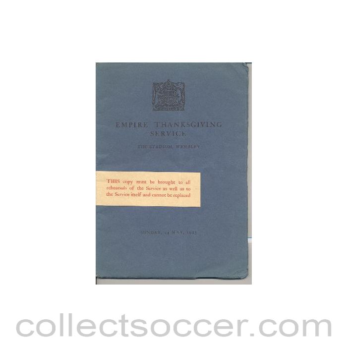 1925 - At Wembley - Empire Thanksgiving Service - programme and song book - 24/05/1925