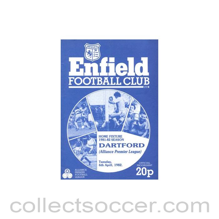 1982 - Enfield v Dartford official programme 06/04/1982 Alliance Premier League