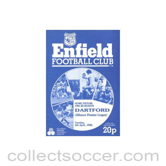 1982 - Enfield v Dartford official programme 06/04/1982 Alliance Premier League