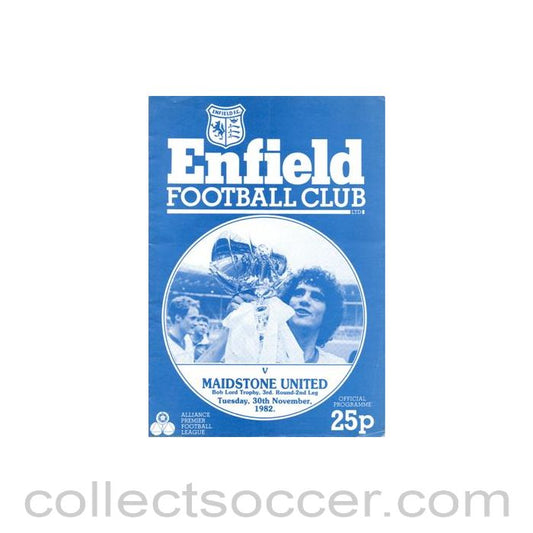 1982 - Enfield v Maidstone United official programme 30/11/1982 Bob Lord Trophy