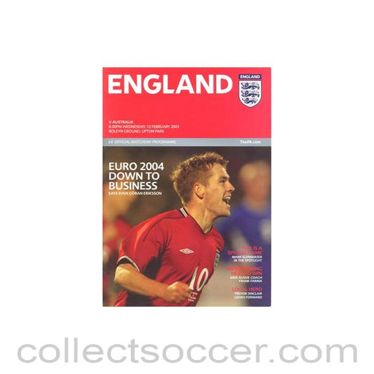 2003 England v Australia programme 12/02/2003