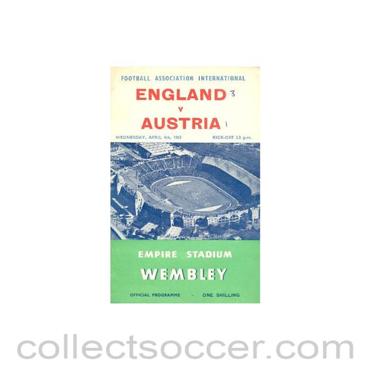 1962 England v Austria official programme 04/04/1962