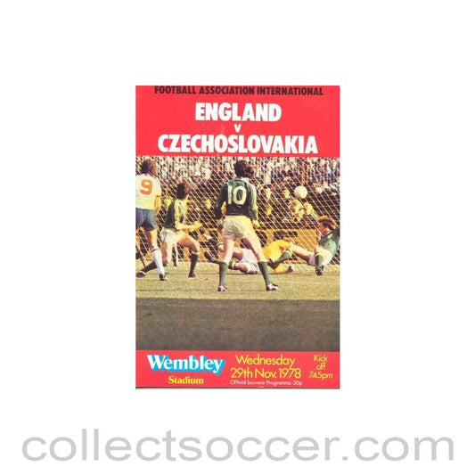 1978 England v Czechoslovakia official programme 29/11/1978