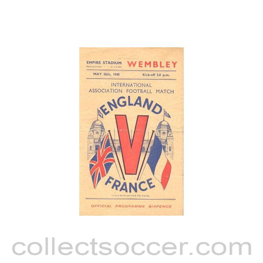 1945 England v France official programme 26/05/1945
