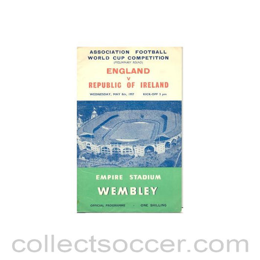 1957 England v Republic of Ireland official programme 08/05/1957 World Cup Qualifier