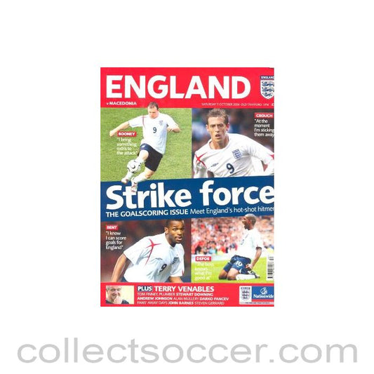 2006 England v Macedonia official programme magazine 07/10/2006 at Old Trafford