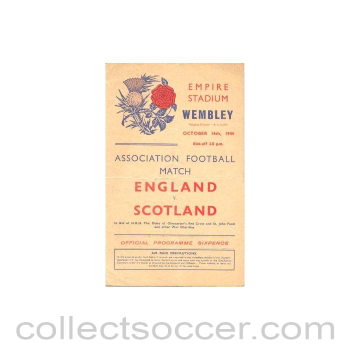 1944 England v Scotland official programme 14/10/1944