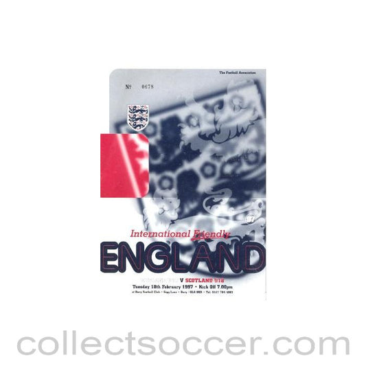 1997 England v Scotland official programme 18/02/1997 U18