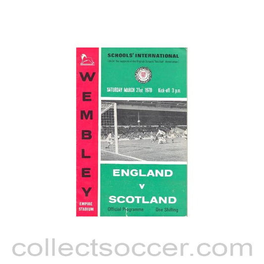 1970 England v Scotland official programme 21/03/1970 Schools' International, at Wembley