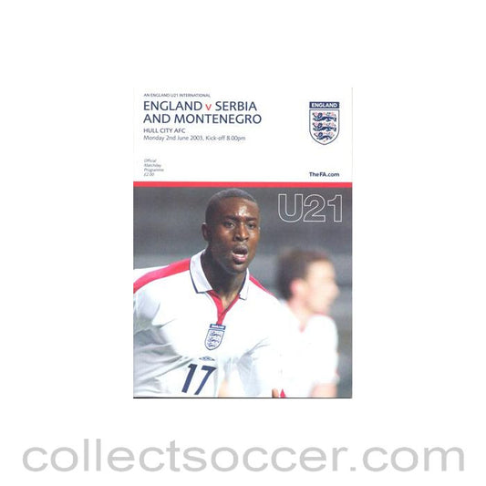 2003 England U 21's v Serbia Montenegro U 21's Programme 02/06/2003