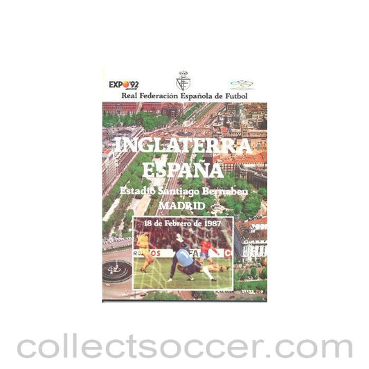 1987 Spain v England official programme played in Spain on 18/02/1987