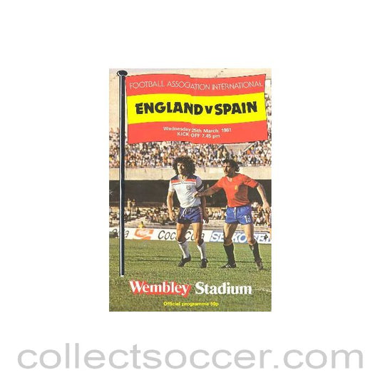 1981 England v Spain official programme 25/03/1981
