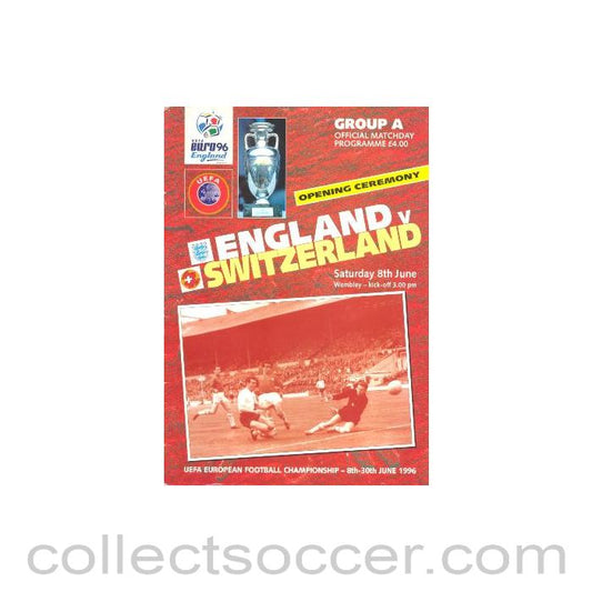1996 European Championship England v Switzerland official programme